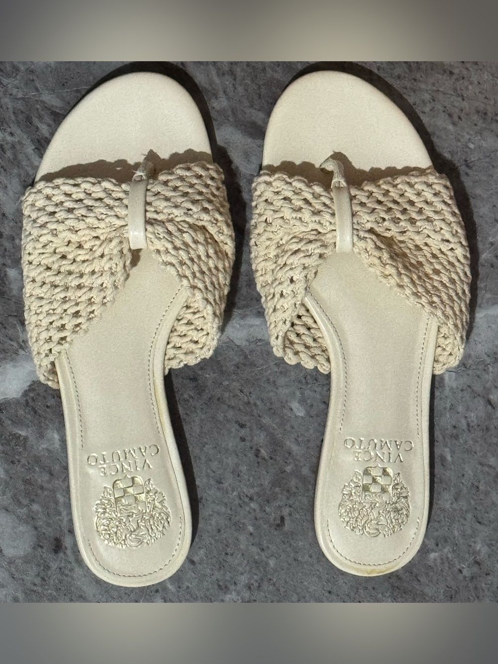 Vince Camuto Cream Slide Sandals